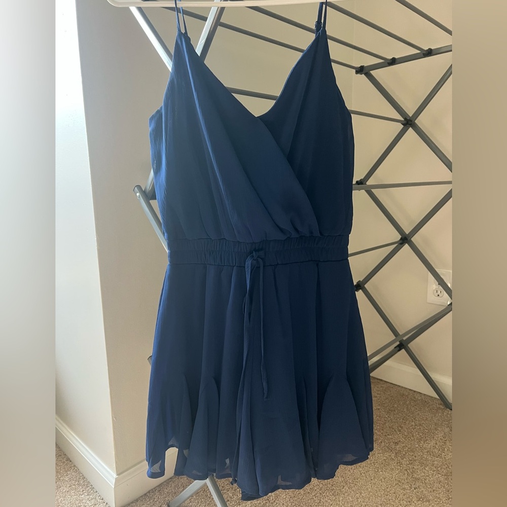 Navy Blue Spaghetti Strap Romper